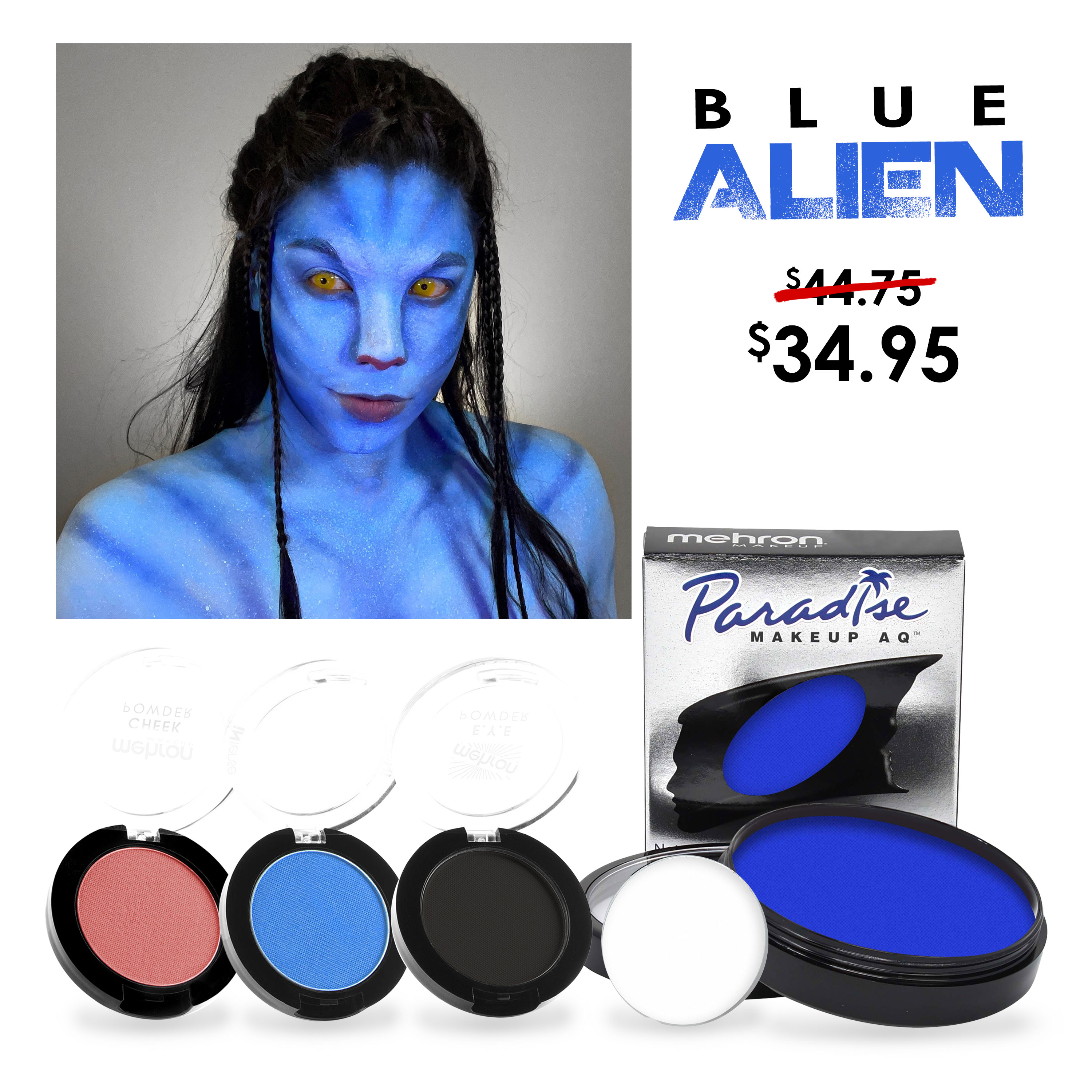 Blue Alien Avatar makeup look