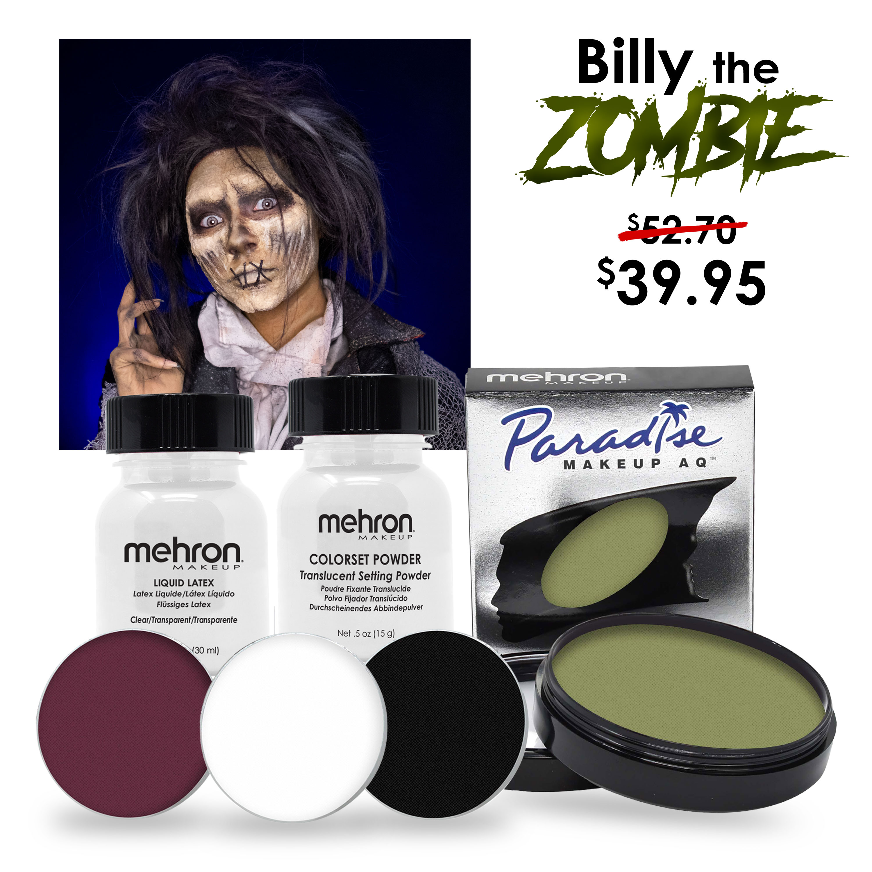 Billy the Zombie makeup look