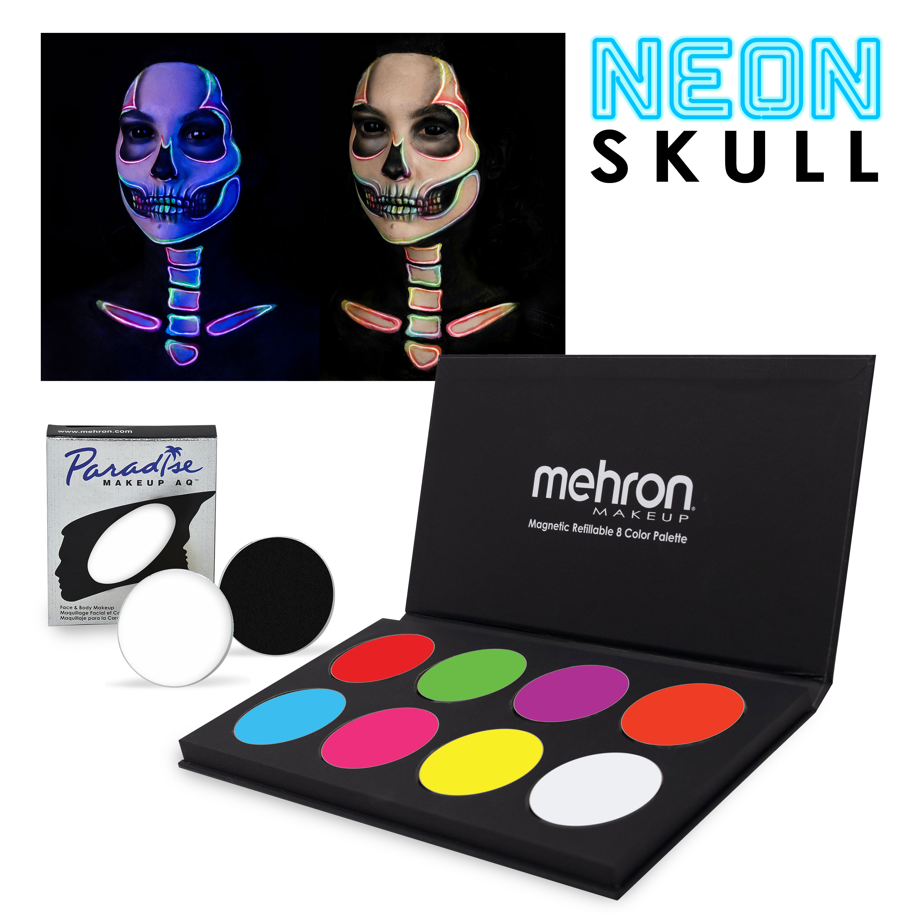 mehron Neon skull Look for 2022